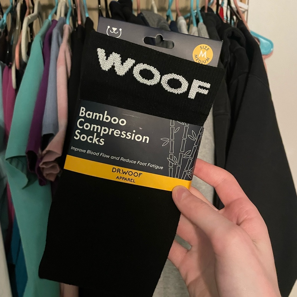 NWT Medium Black Dr Woof Compression Socks